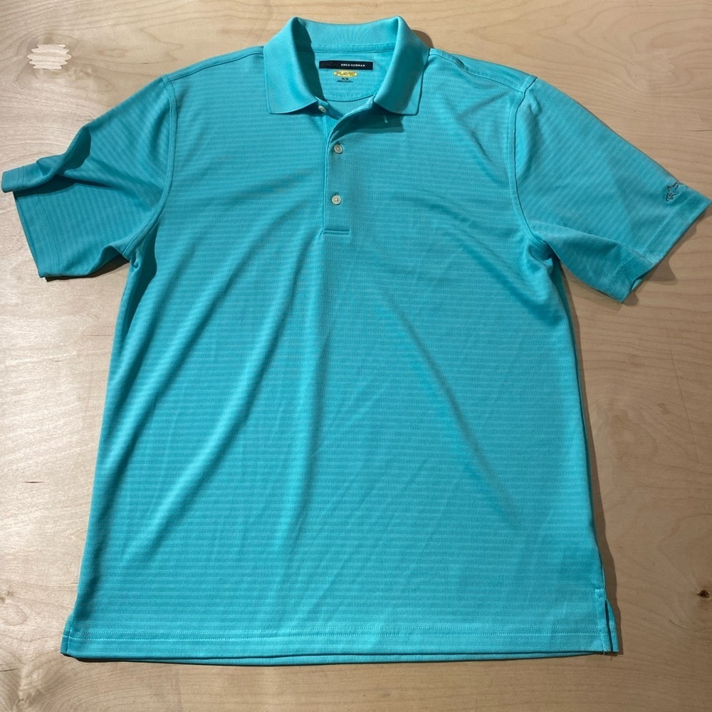 Greg Norman Men's Blue Polo Shirt Play Dry Medium (KR)